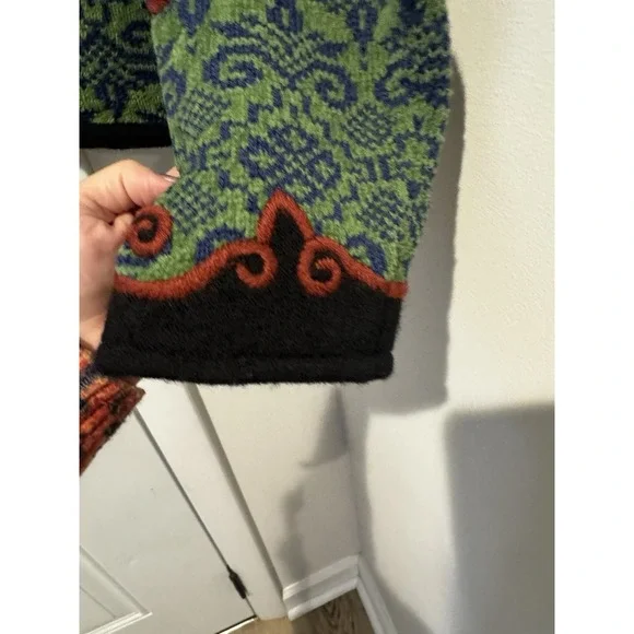 Vintage Vrikke Wool Nordic Knit Jacket Cardigan Women's S Green Sz S Folk Style - Picture 10 of 14